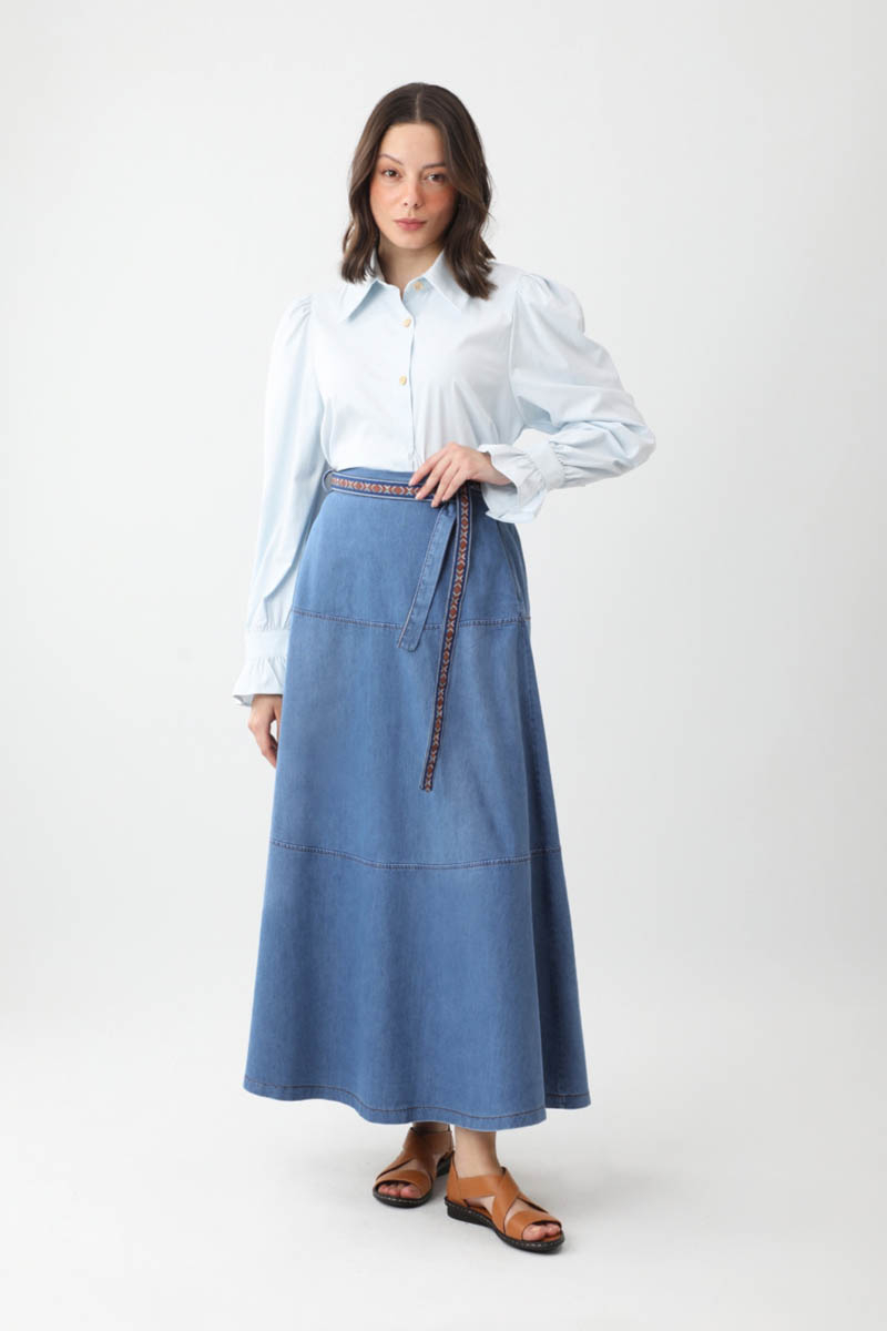 Akel Denim Etek Açık Mavi