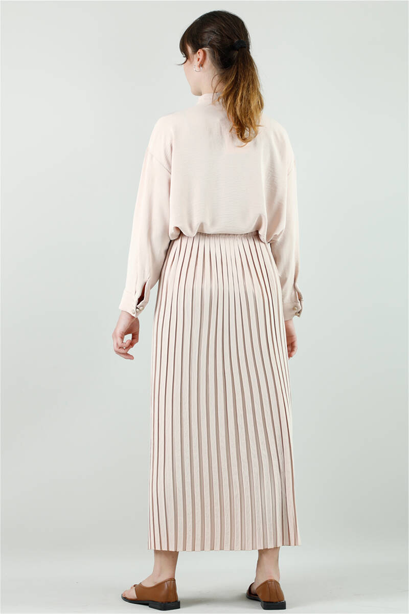 Buy Classic Pleated Skirt Set Beige - Zülays