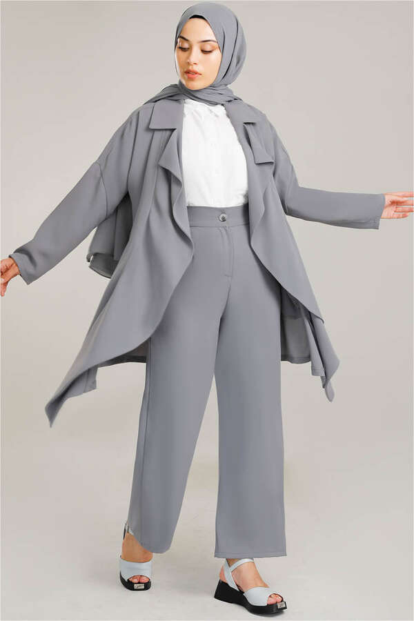 Buy Flowy Jacket Suit Gray - Zülays