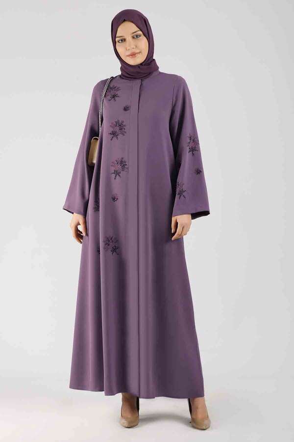 Buy Stone Printed Abaya Purple - Zülays